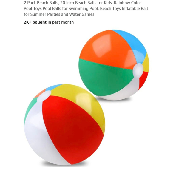 Beach Ball, Inflatable, 20" 2 pack - Picture 1 of 8